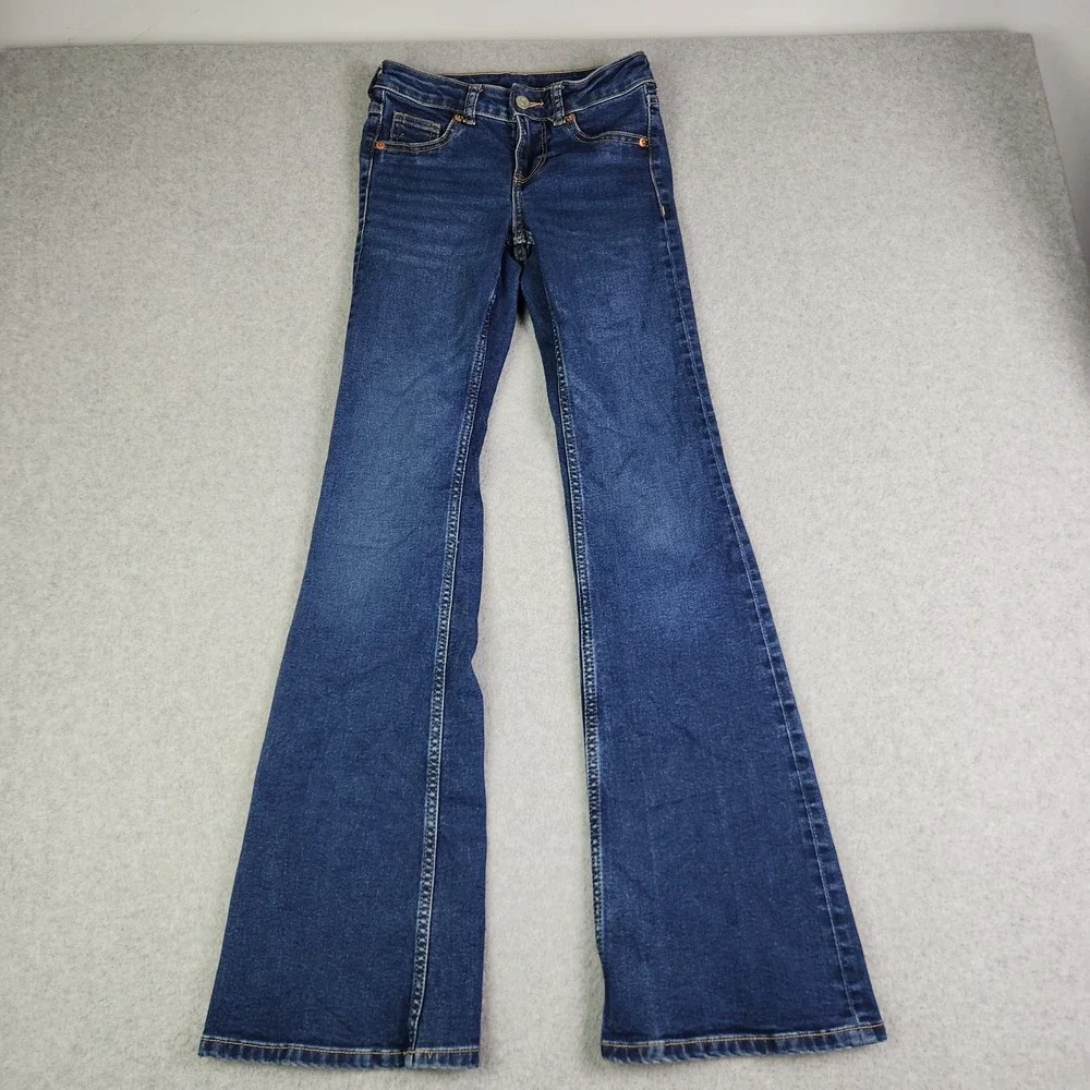 Divided H&M Flare Jeans Women's 0 Blue Denim Stretch Retro Streetwear Grunge